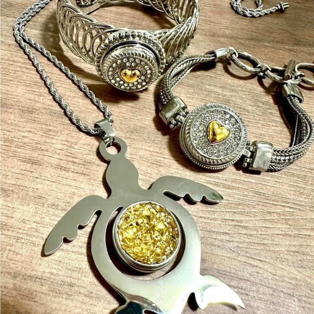 Silver and Gold Heart Jewelry Set